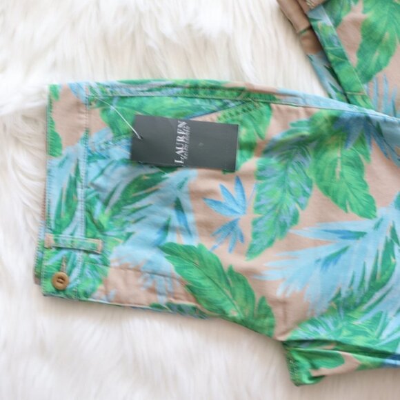 NEW Ralph Lauren Green Palm Tropical Print High Rise Fashion Pants Size 4 - Picture 3 of 6